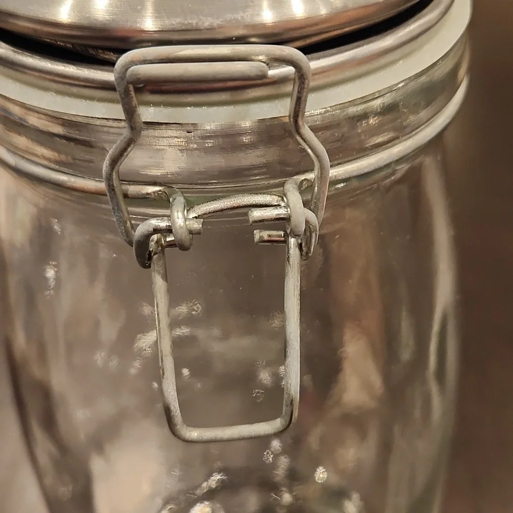 West Elm Storage Glass Jars, Silver Lid w/Kilner latch closure NWT set of 2
